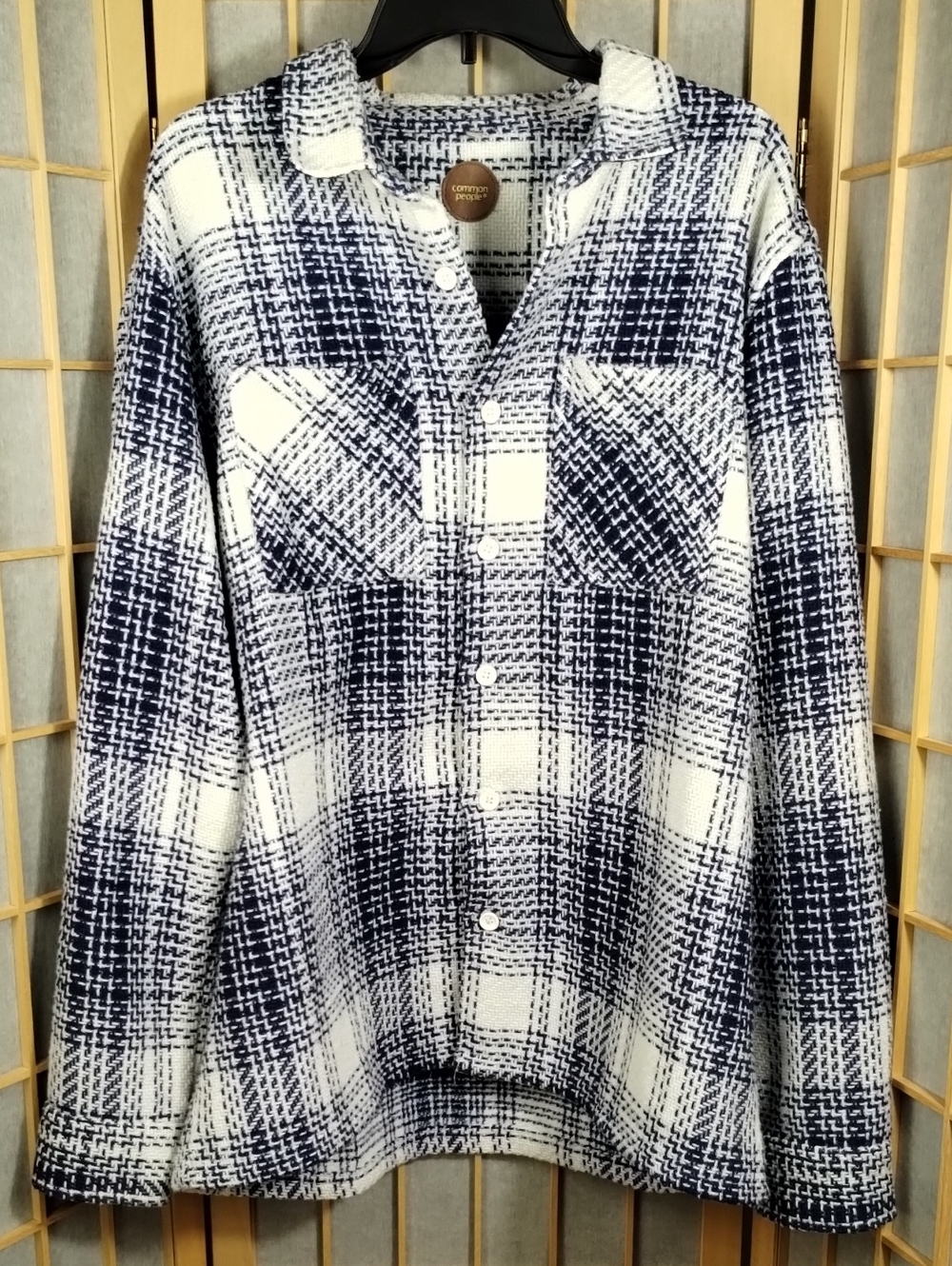 Common People Harrol Tweed Navy and White Plaid Over Shirt Size XL
